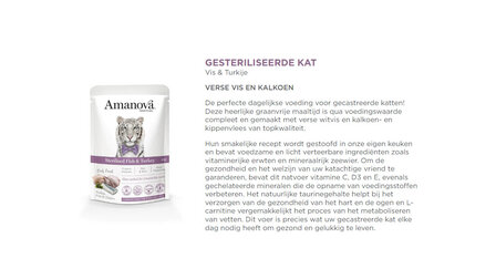 Amanova kattenvoer pouch Sterilised fish &amp; turkey P12 graanvrij