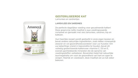 Amanova kattenvoer pouch Sterilised Lamb &amp; sardines P13 graanvrij