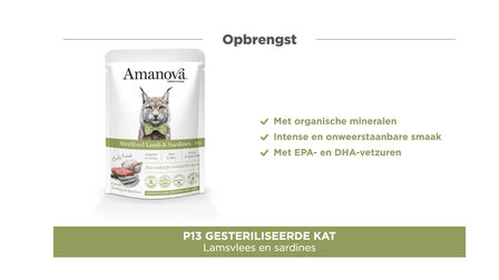 Amanova kattenvoer pouch Sterilised Lamb &amp; sardines P13 graanvrij