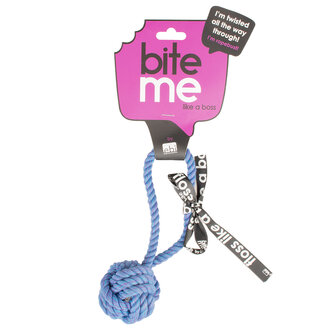 Bite me bal met lus blauw 20x6x6 cm