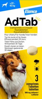 AdTab Kauwtablet Anti Vlooien en teken Hond 22-45 kg 3 stuks