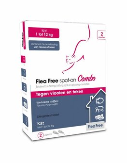 Flea Free Spot-On Combo Kat 1 Tot 12 Kg 2 pip