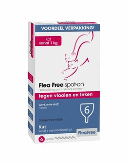 Flea Free Spot-On Kat Vanaf 1 Kg 6 pip tegen vlooien