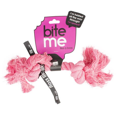 Bite me Flosstouw 2 knopen roze 30x7x5 cm