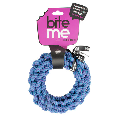 Bite me gevlochten ring blauw 28x28x5 cm