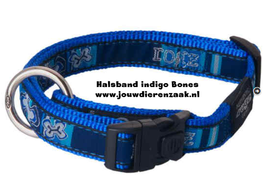 Rogz - Beach Bum halsband 20mm Indigo Bones 